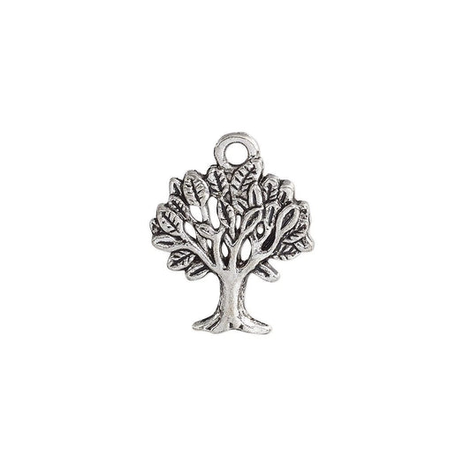 Antiqued Silver Pewter Cast Tree Charm Drop, 18.5x16.5mm - 20 pcs