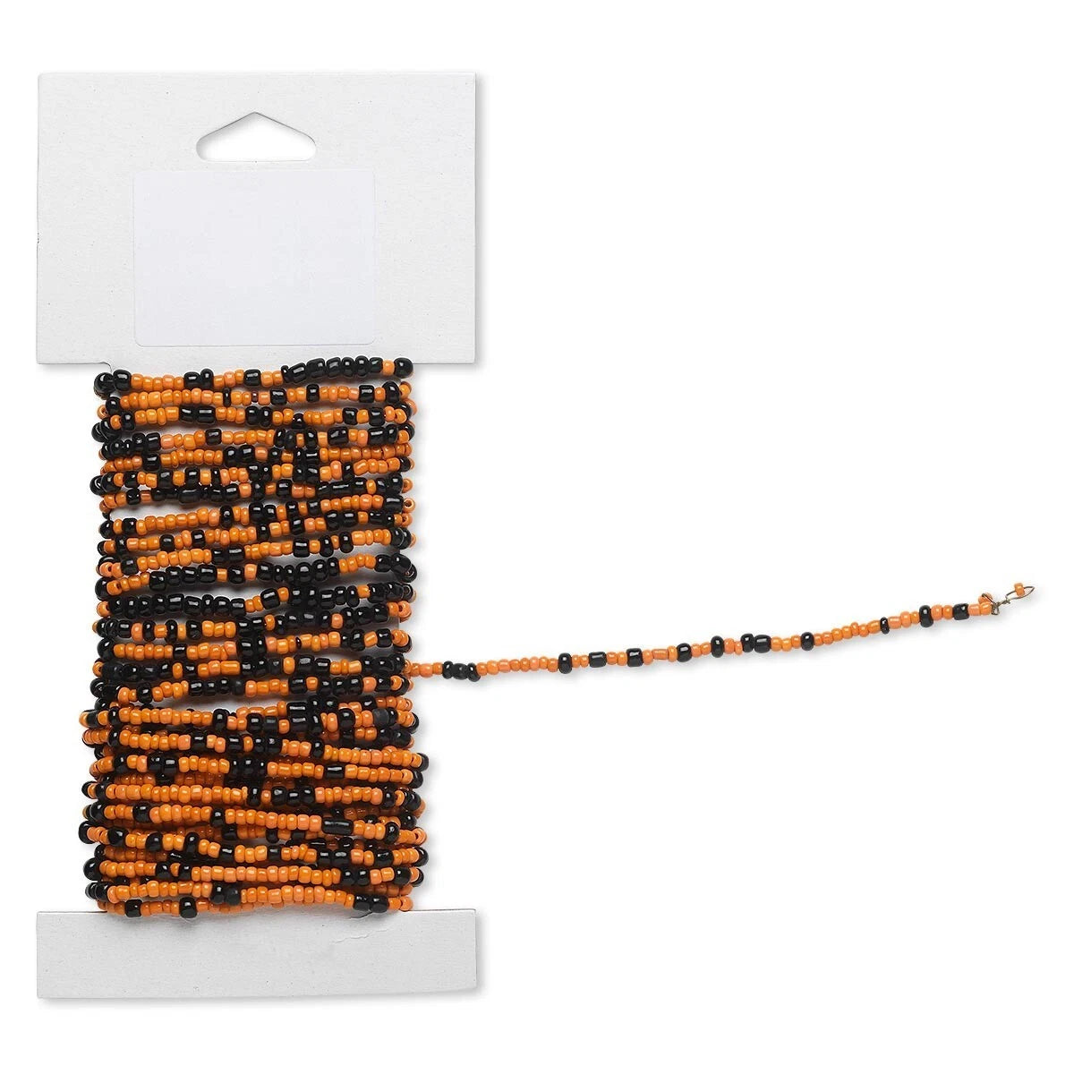 Black & Orange Pre-Strung Glass Seed Beads on Wire, 15 ft — Halloween
