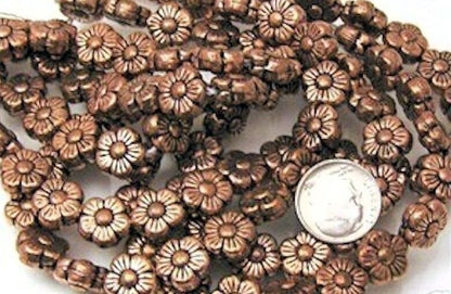 Bead, Antiqued Copper 10x6mm Double Sided Daisy Flower 1 Strand(25-31)*