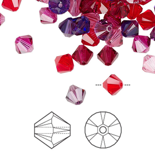 Swarovski Passion Color Mix Bicone Beads (5328), 4mm, 48 pcs