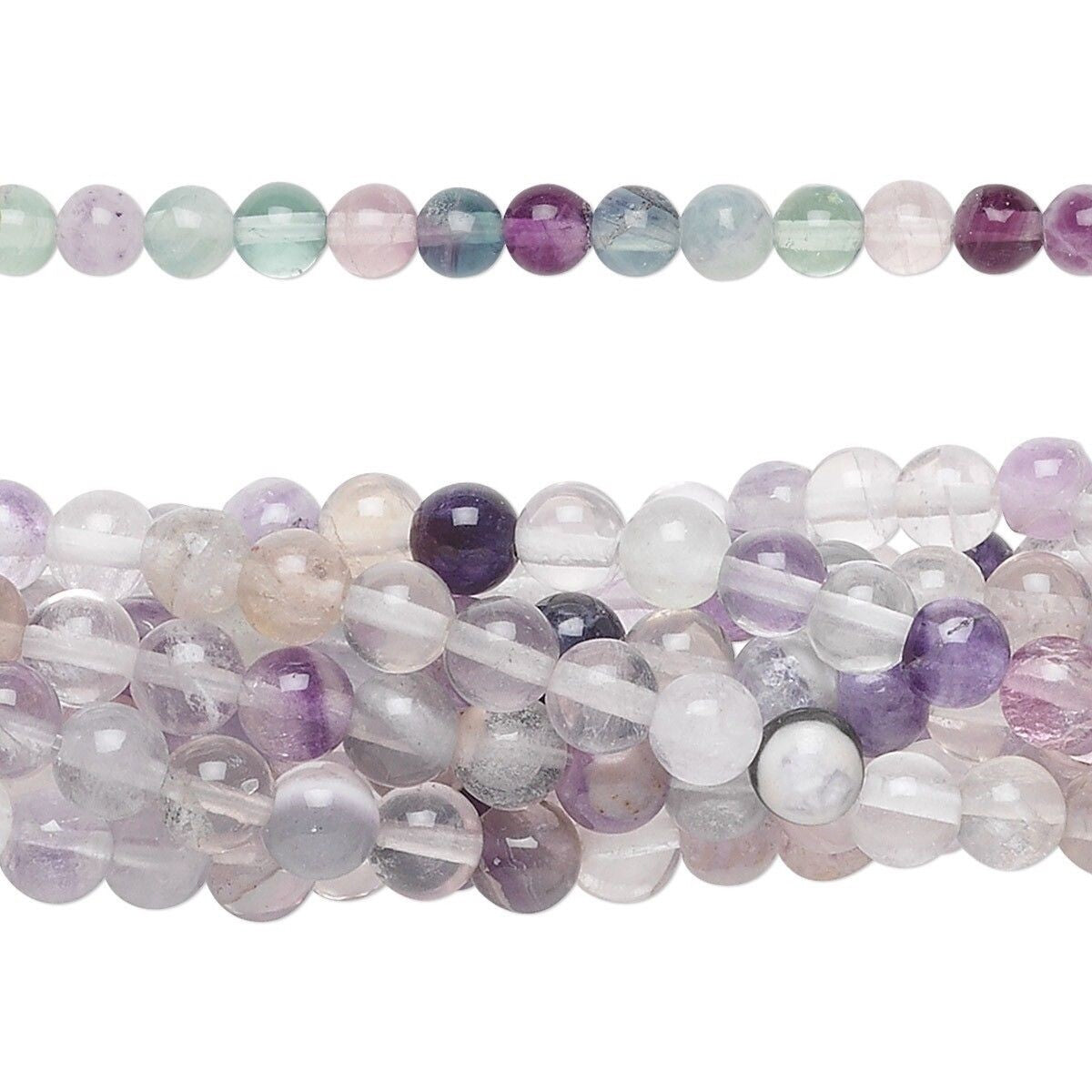 Beads, Rainbow Fluorite (Natural) C Grade 4mm Round, 1 Strand (approx. 100 pcs)