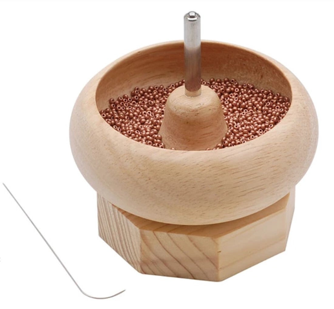 BeadSmith Mini Spin & String Wooden Bead Spinner with Needle