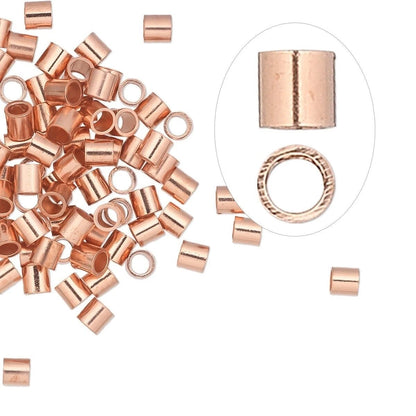 Copper Seamless Crimp Tube Beads, 3x3mm, 100 pcs