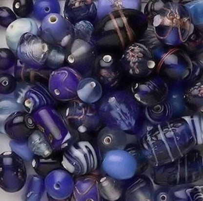 Lampworked Glass Bead Mix, Mixed Shapes, 7x4mm–14x11mm, Approx. 60–100 Beads