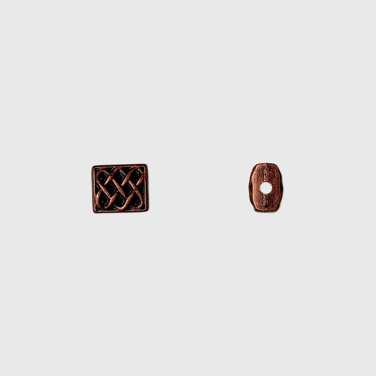 Antiqued Copper Pewter Celtic Knot Rectangle Beads, 6x5.5mm, 24 pcs