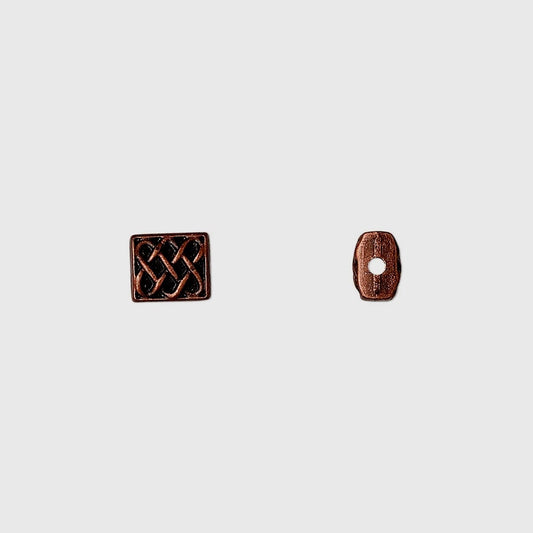 Antiqued Copper Pewter Celtic Knot Rectangle Beads, 6x5.5mm, 24 pcs