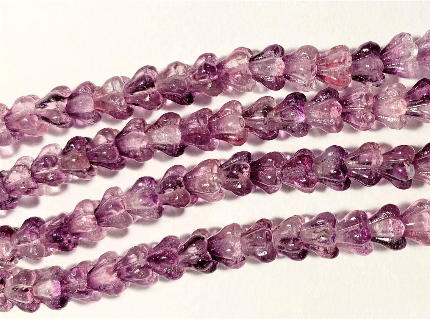Ultra Amethyst Czech Glass Baby Bell Flower Beads 6x4mm, 50 pcs