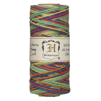 Hemptique Multicolor Polished Hemp Cord, 1mm, 205 Feet - 1 Spool