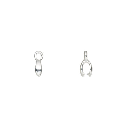 Silver Plated Brass Ice Pick Pinch Bails 6x3mm 3.5mm Grip 1.5mm Loop (12 pc)