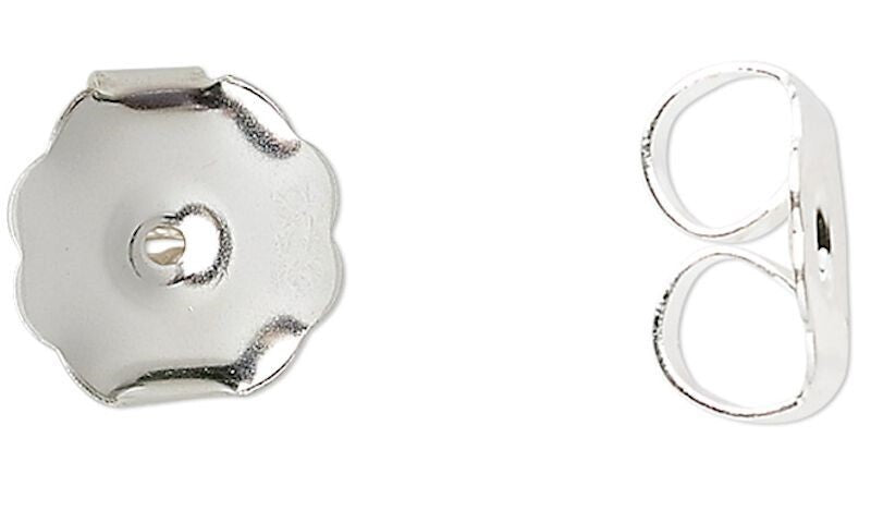 Silver Plated Brass Monster Earnut Earring Backs 10x9x5mm