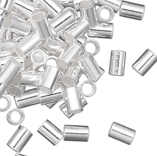 Sterling Silver Seamless Cut Tube Crimp Beads, 3x2mm