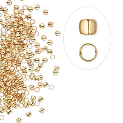 Gold Plated Brass Crimp Beads, 2x1.5mm, 100 pcs