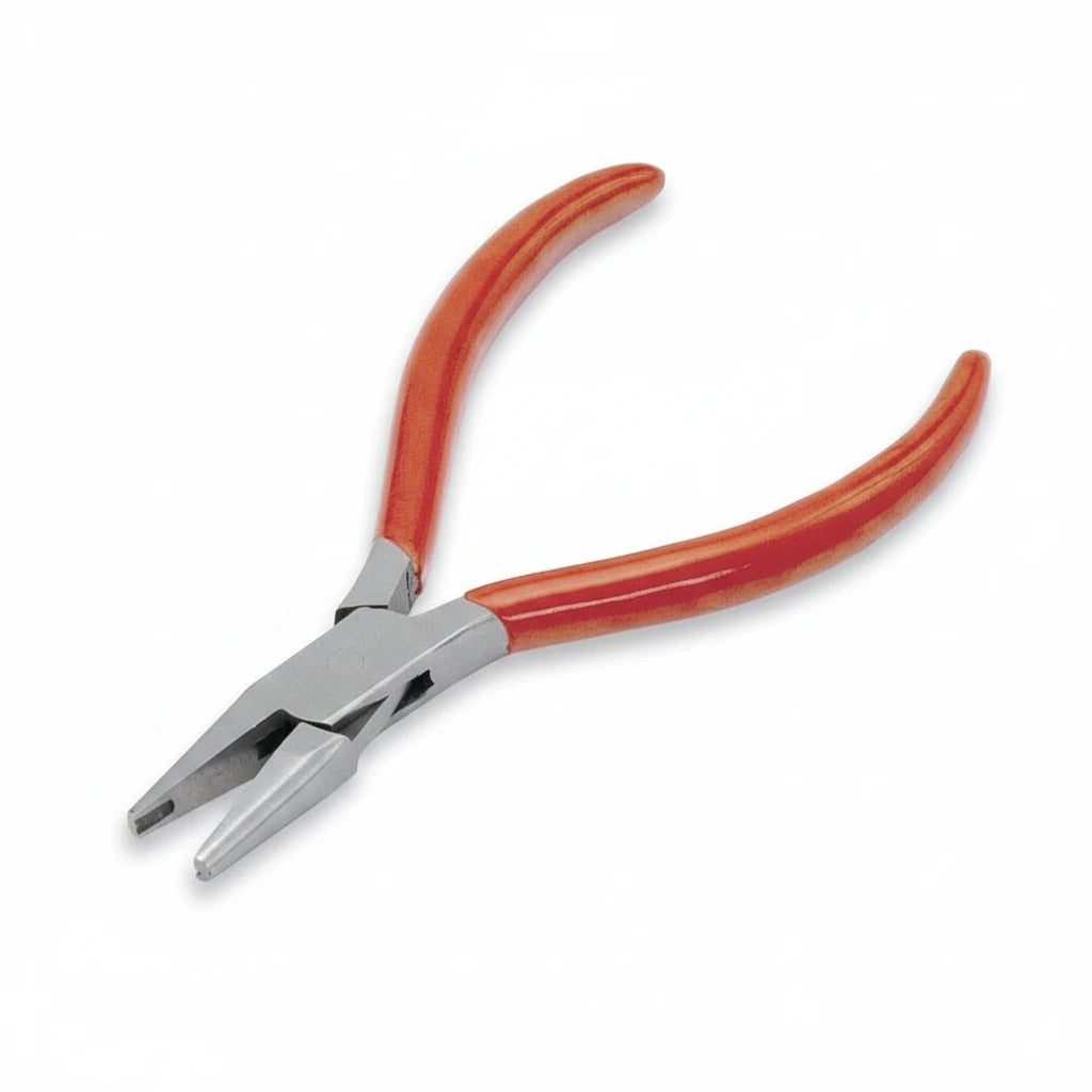 Pair of pliers with red handles on a white background