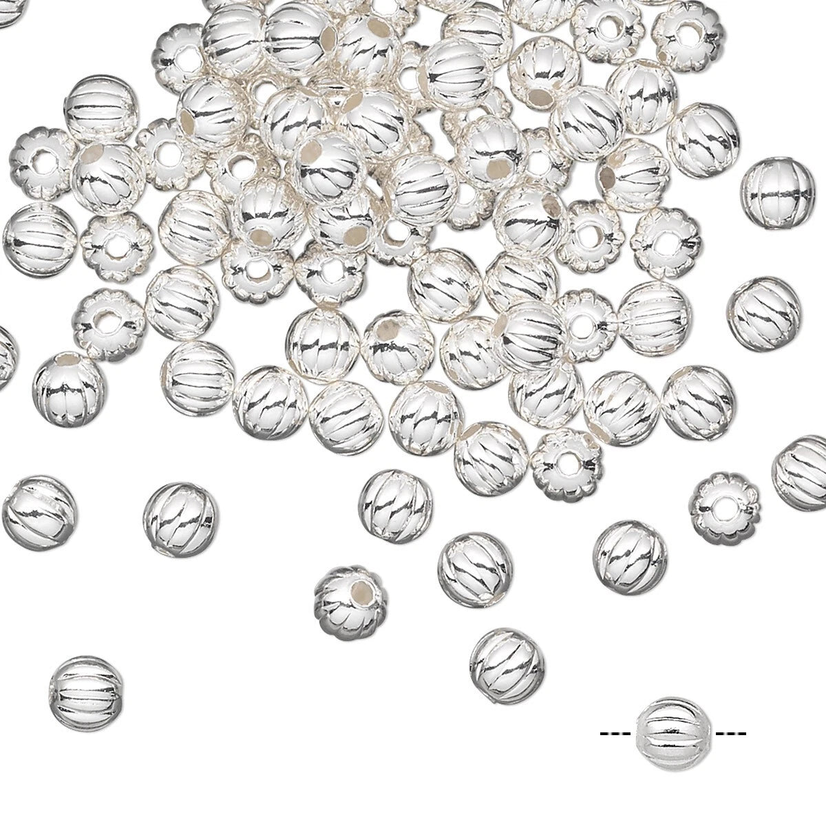 Silver Plated Brass 4mm Corrugated Round Beads