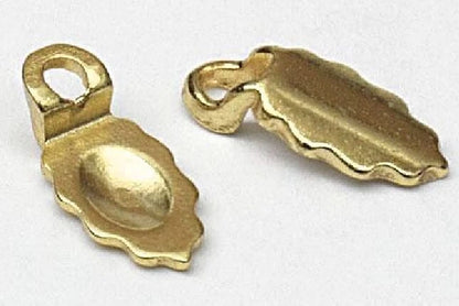 Aanraku Small 18KT Gold Plated Glue-On Leaf Bail, 13x6.5mm, 6 pcs