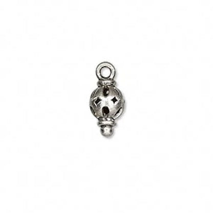 Antiqued Sterling Silver 3D Filigree Teardrop Charms, 15x7mm, 4 pcs