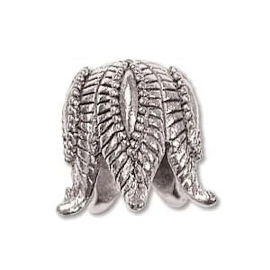 Antiqued Silver Flourish Sepal Petal Bead Caps, 22.5x12mm, Fits 8-12mm Beads, 2 pcs