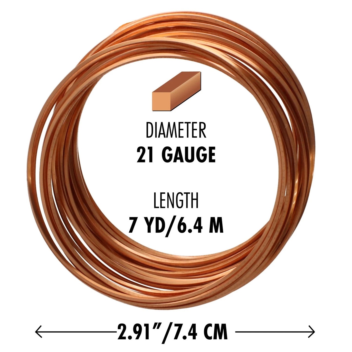 Beadsmith Copper Square Non-Tarnish Wire, 21 Gauge (0.72mm), 7 Yards