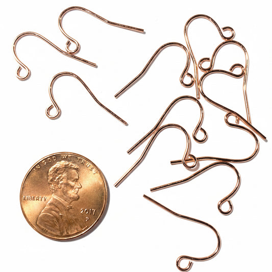 Copper Plated Brass 11x21mm Fishhook Ear Wires with Open Loop
