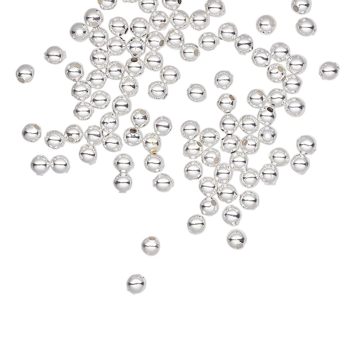 Silver Plated Steel Smooth Round Spacer Beads, 2.5mm, 500 pcs