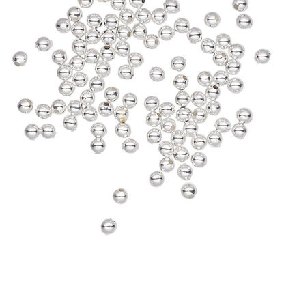 Silver Plated Steel Smooth Round Spacer Beads, 2.5mm, 500 pcs