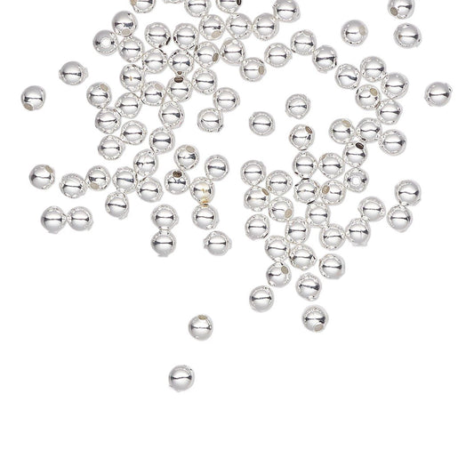 Silver Plated Steel Smooth Round Spacer Beads, 2.5mm, 500 pcs