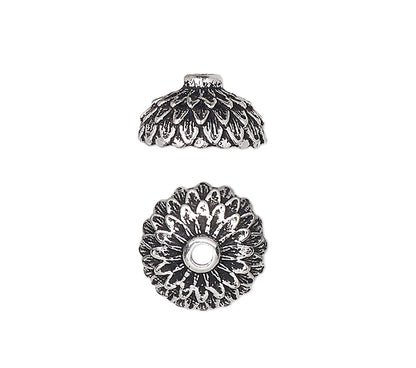 Antiqued Silver Pewter Acorn Bead Caps 9.5mm, Pkg of 2