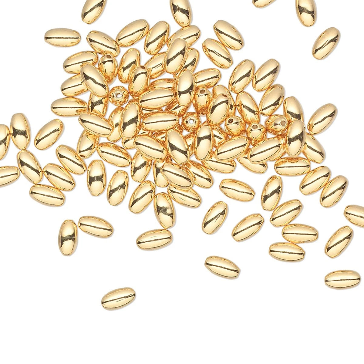 Gold Plated Brass Smooth Oval Spacer Beads, 5x3mm (100)