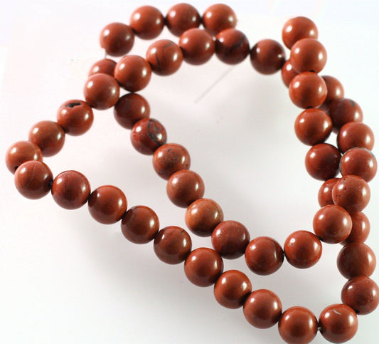 Beads, Red Jasper (Natural) B Grade 8mm Round, 1 Strand (approx. 50 pcs)