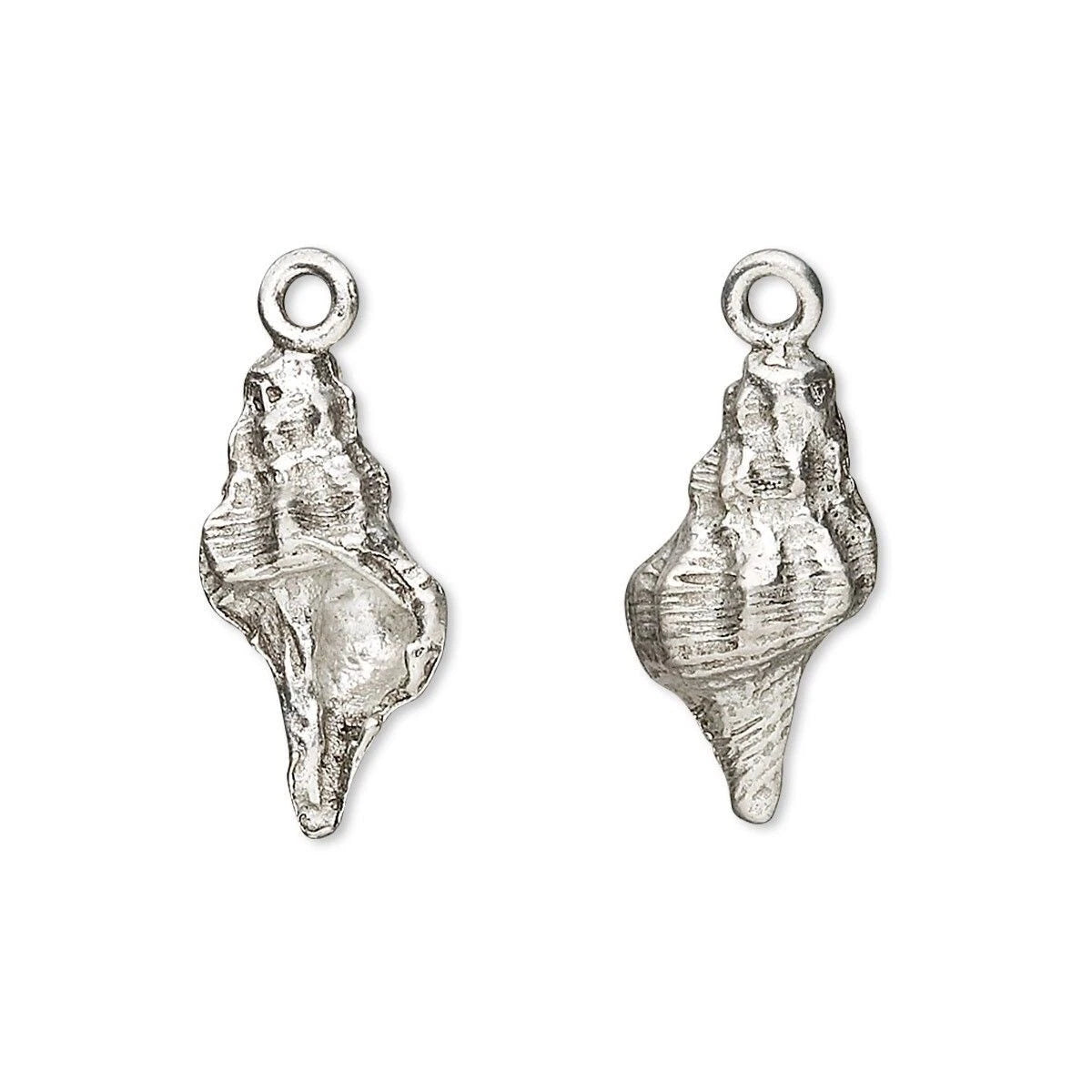 Antiqued Silver Pewter 3D Conch Shell Charms, 18x10mm, 4 pcs