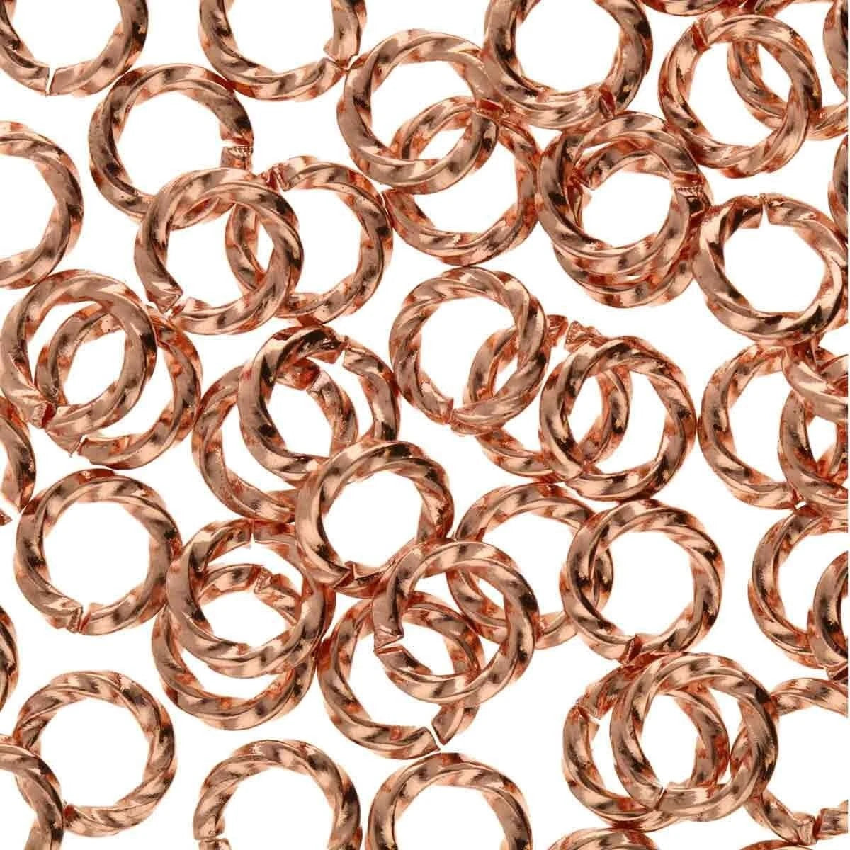 Copper Plated Twisted Round Jump Rings, 6mm - 144 pcs