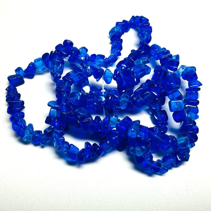 Translucent Cobalt Blue Glass Chip Beads, 4-9mm, 30-Inch Strand
