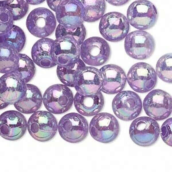 Acrylic Aurora Borealis Violet Round Beads 8mm – 200g (Approx 800-900 pcs)