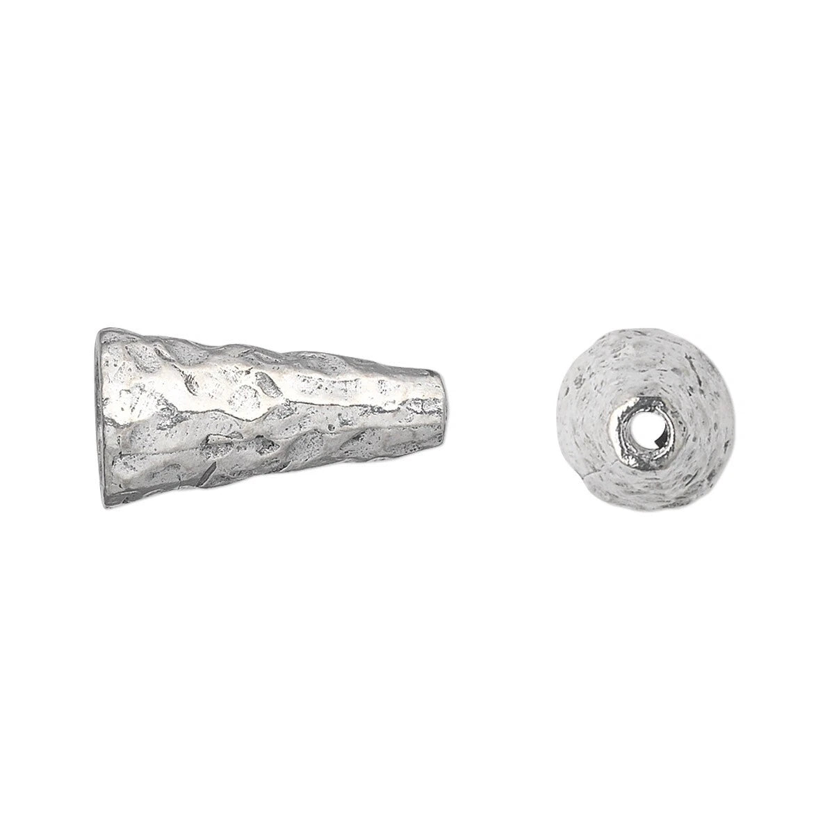 Antiqued Silver Pewter Hammered Cone Bead Caps, 18x10mm, 2 pcs
