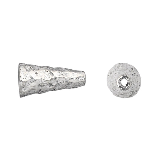 Antiqued Silver Pewter Hammered Cone Bead Caps, 18x10mm, 2 pcs