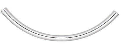 Brass 50x3mm Curved Tube Beads, Silver Plated, 72 pcs