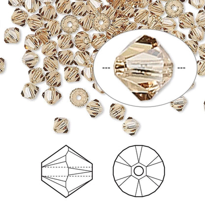 Swarovski Light Colorado Topaz 5328 Bicone Beads, 4mm - 48 or 144 pcs