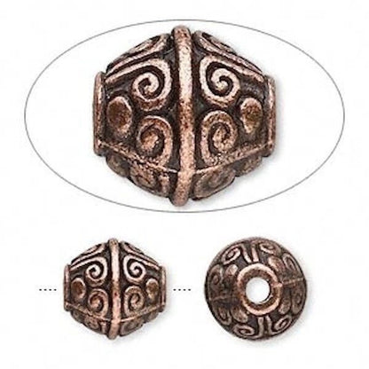 Antiqued Copper Pewter Bicone Beads, 12x11mm, 20 pcs