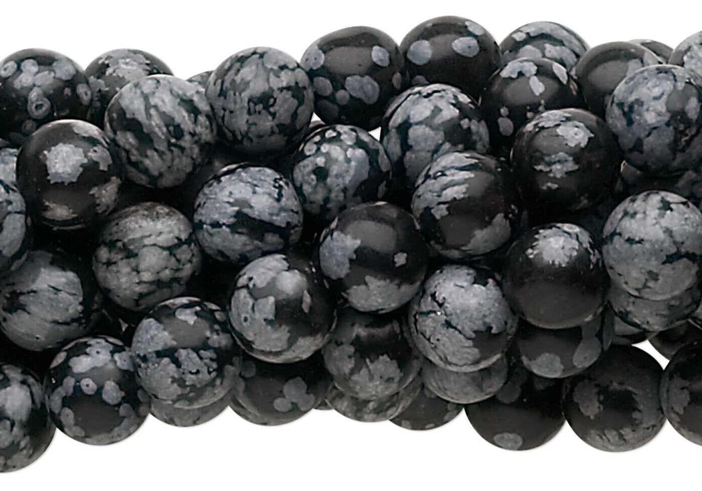Natural Snowflake Obsidian 6mm Round Beads, 1 Strand (approx. 67)