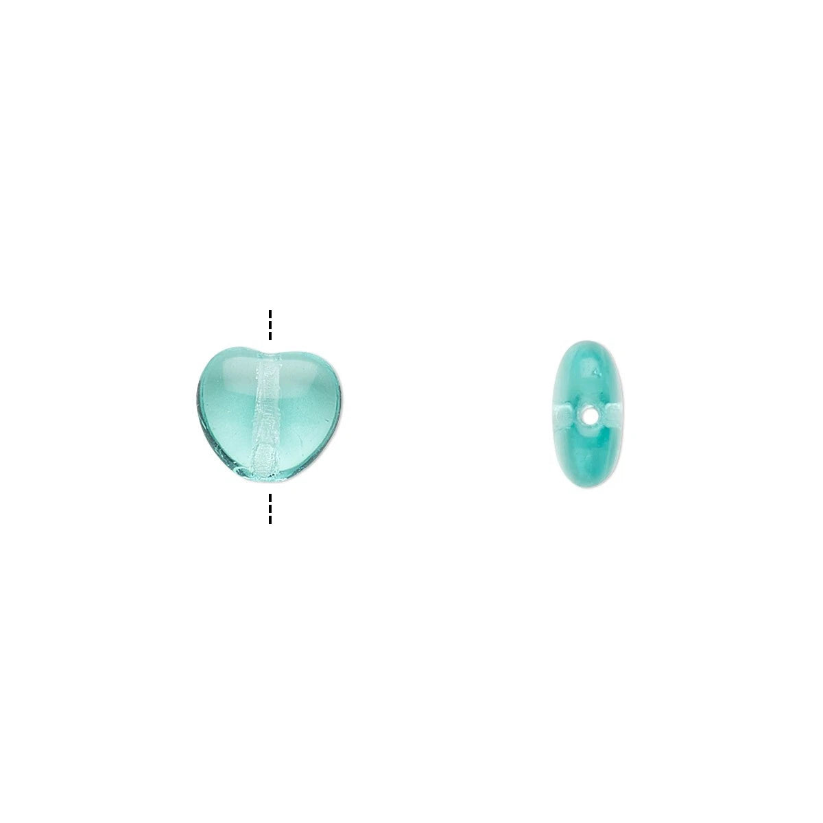 Czech Pressed Glass Aqua Heart Beads, 8mm, 1 Strand (approx. 51)