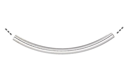 Silver Plated Brass Curved Tube Beads 20x1.2mm, 144 pcs
