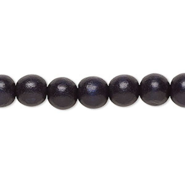 Dyed & Waxed Wood Round Beads 7-8mm - 2 Strands (approx. 108 pcs)