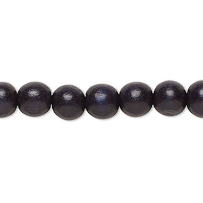 Dyed & Waxed Wood Round Beads 7-8mm - 2 Strands (approx. 108 pcs)