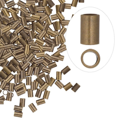 Antiqued Gold Plated Brass Crimp Tubes, 3x2mm, 100 pcs