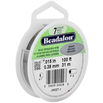 Beadalon 7 Strand Beading Wire 0.015" Bright 100 ft Spool