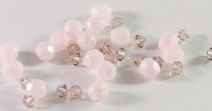 Czech Fire-Polished & Swarovski Crystal Pink Bead Mix, 32 pcs