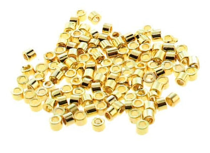 Beadsmith Gold Plated Crimp Tubes, 3x2mm, 100 pcs