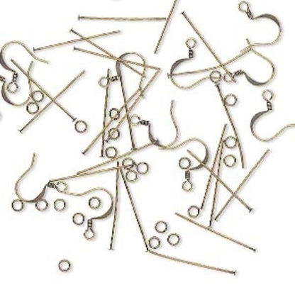 Antiqued Gold Earring Finding Kit, 60 pcs (Makes 6 Pairs)