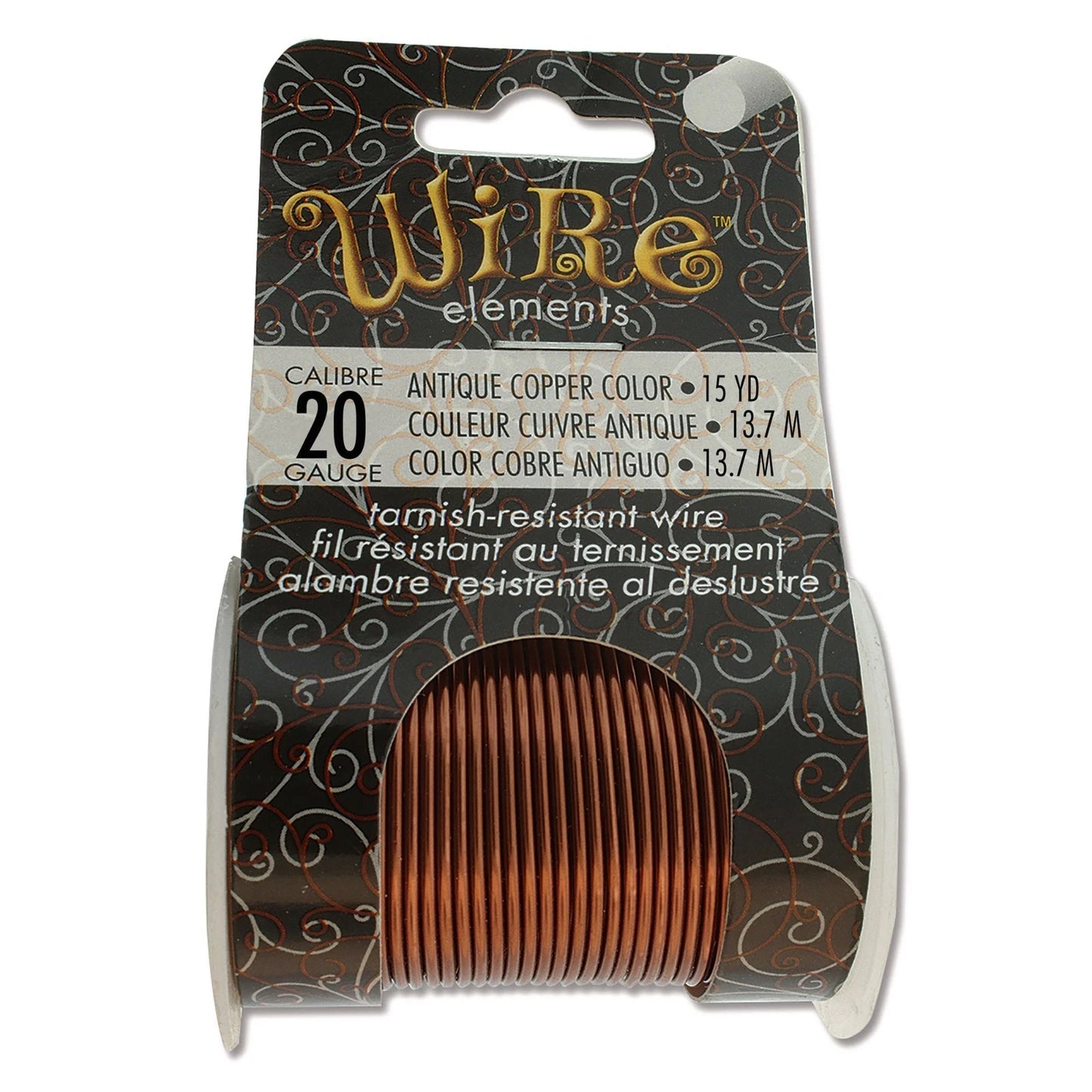 Beadsmith Tarnish Resistant Antique Copper Round Wire, 20 Gauge, 15 Yards