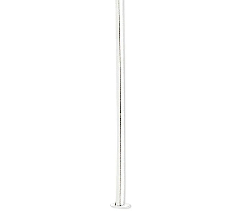 Silver Plated Brass Standard Head Pins, 3" 21 Gauge - Pack of 100